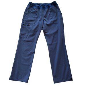 Elle Women’s Scrub Cargo Pants Navy Blue M Elastic Waist 92% Polyester 8% Spande